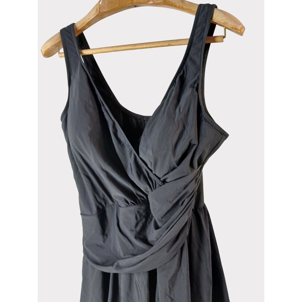 Womens Miraclesuit Black Wrap Style Swimdress Swimsuit Size 22W 22 W V Neck Plus - Picture 3 of 11